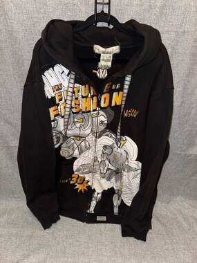Vintage Miskeen Originals Y2K Future of Fashion Robot Graphic Full Zip Hoodie 3X